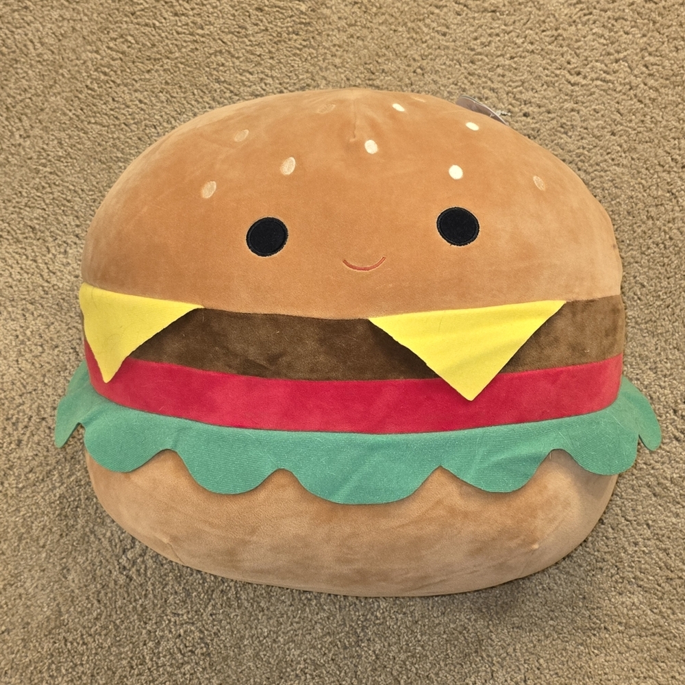 Carl the Squishmallow Hamburger Plushie 16 inches